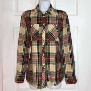 Denim & Supply Ralph Lauren Women’s Red + Cream Cotton Plaid Flannel Shirt M